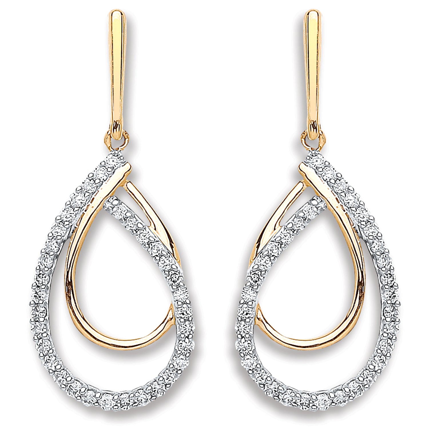 9ct Yellow Gold 0.20ct Diamond Drop Earrings