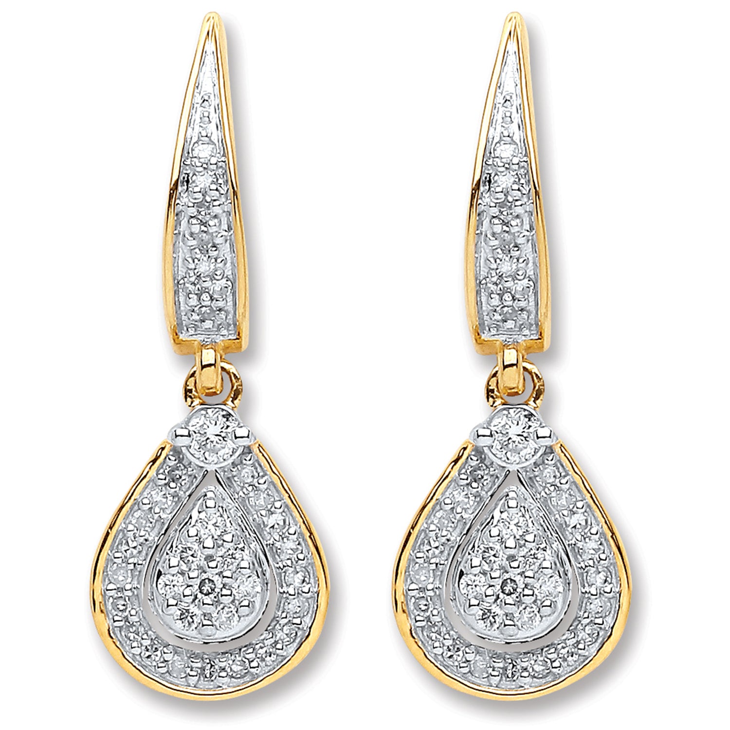 9ct Yellow Gold 0.25ct Diamond Drop Earrings