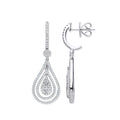 18ct WG 1.17ct Fancy Pear Shaped Grain Set Drop Earrings