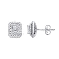 18ct White Gold 0.75ct Emerald Cut Rectangular Stud