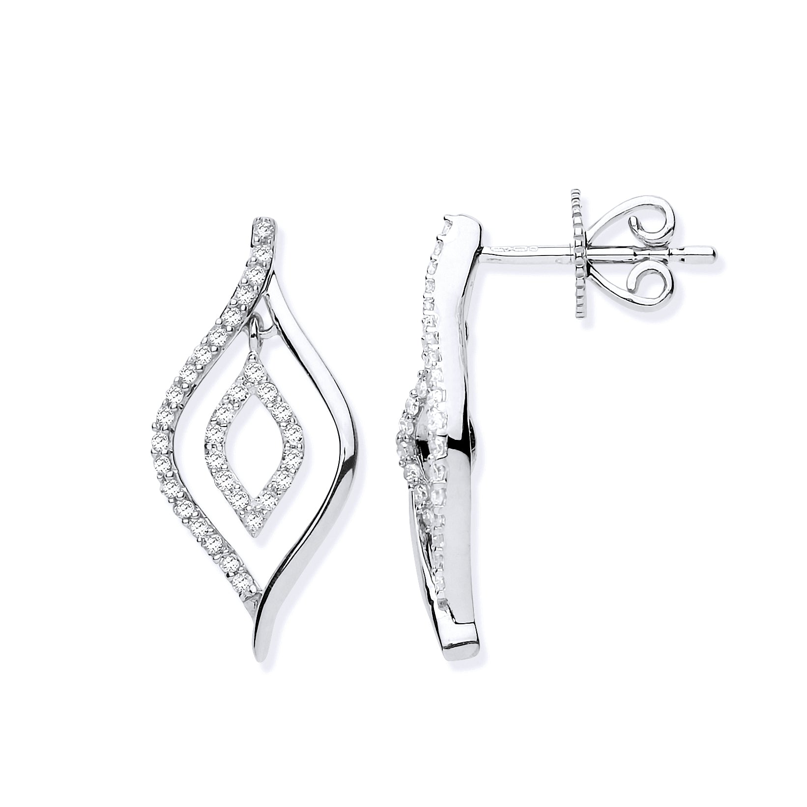 9ct White Gold 0.25ct Diamond Drop Earrings