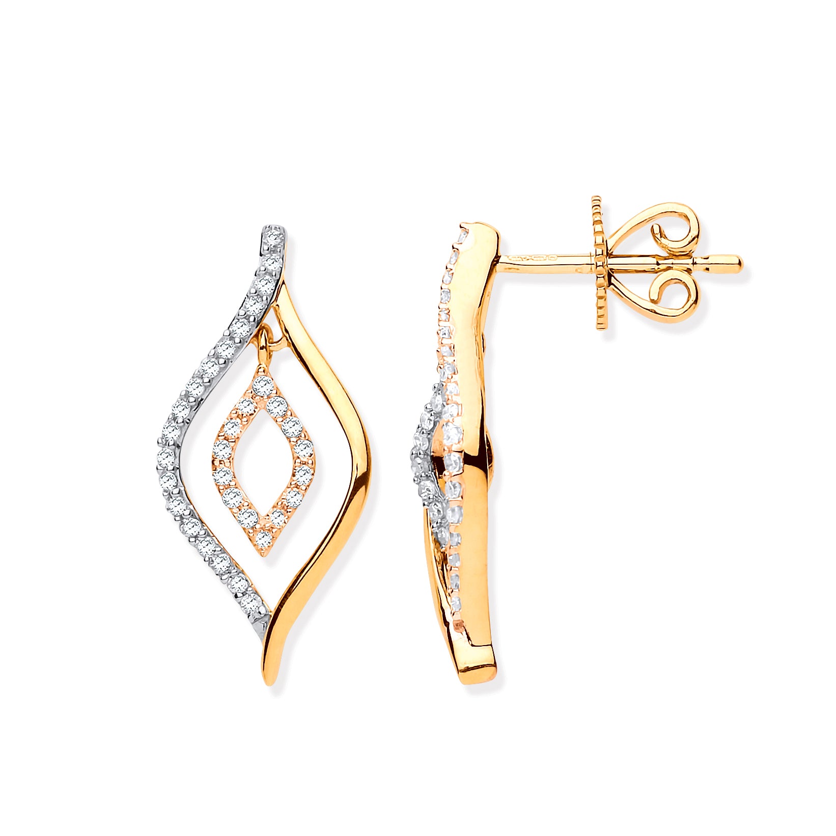 9ct Yellow Gold 0.25ct Diamond Drop Earrings