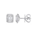 18ct White Gold 0.65ct Baguette and Brilliant Cut Diamond Rectangle Halo Earrings