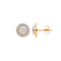 9ct Yellow Gold Multi Circles Stud Diamond 0.36ctw Earrings
