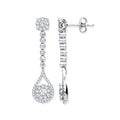 18ct White Gold 1.00ct Diamond Pear Shape Design Drop Earrings