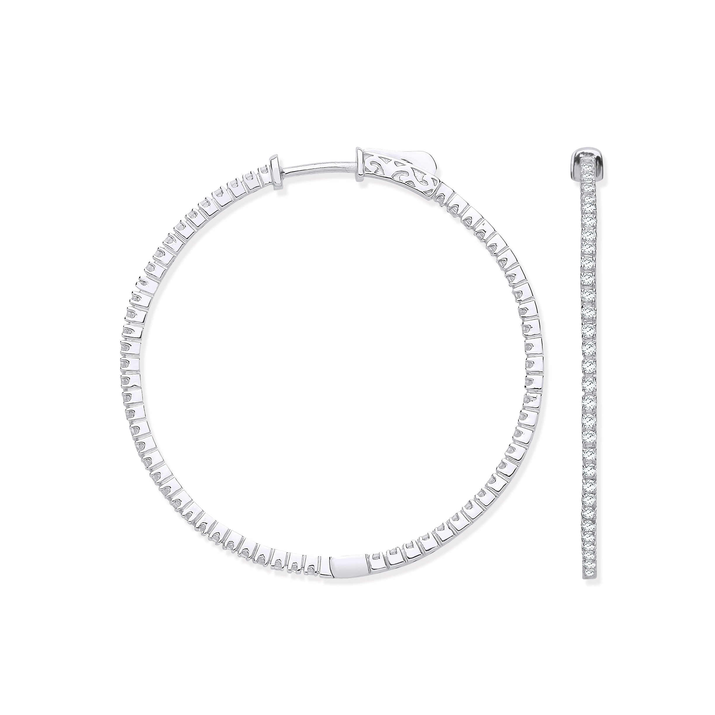 18ct WG 1.02ctw Diamond set Inside and Outside Hoop Earrings