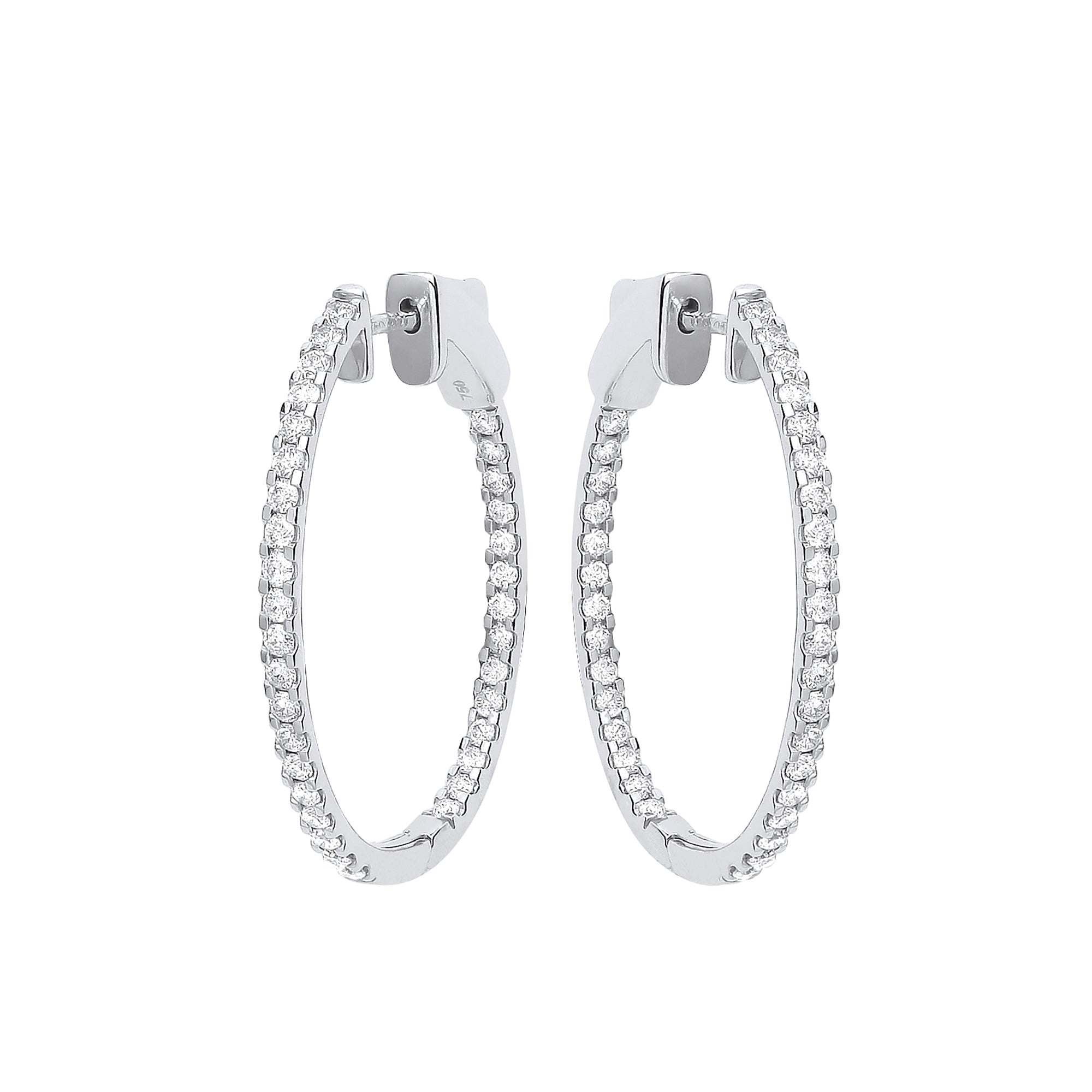 18ct WG 1.27ctw Diamond set Inside and Outside Oval Hoops