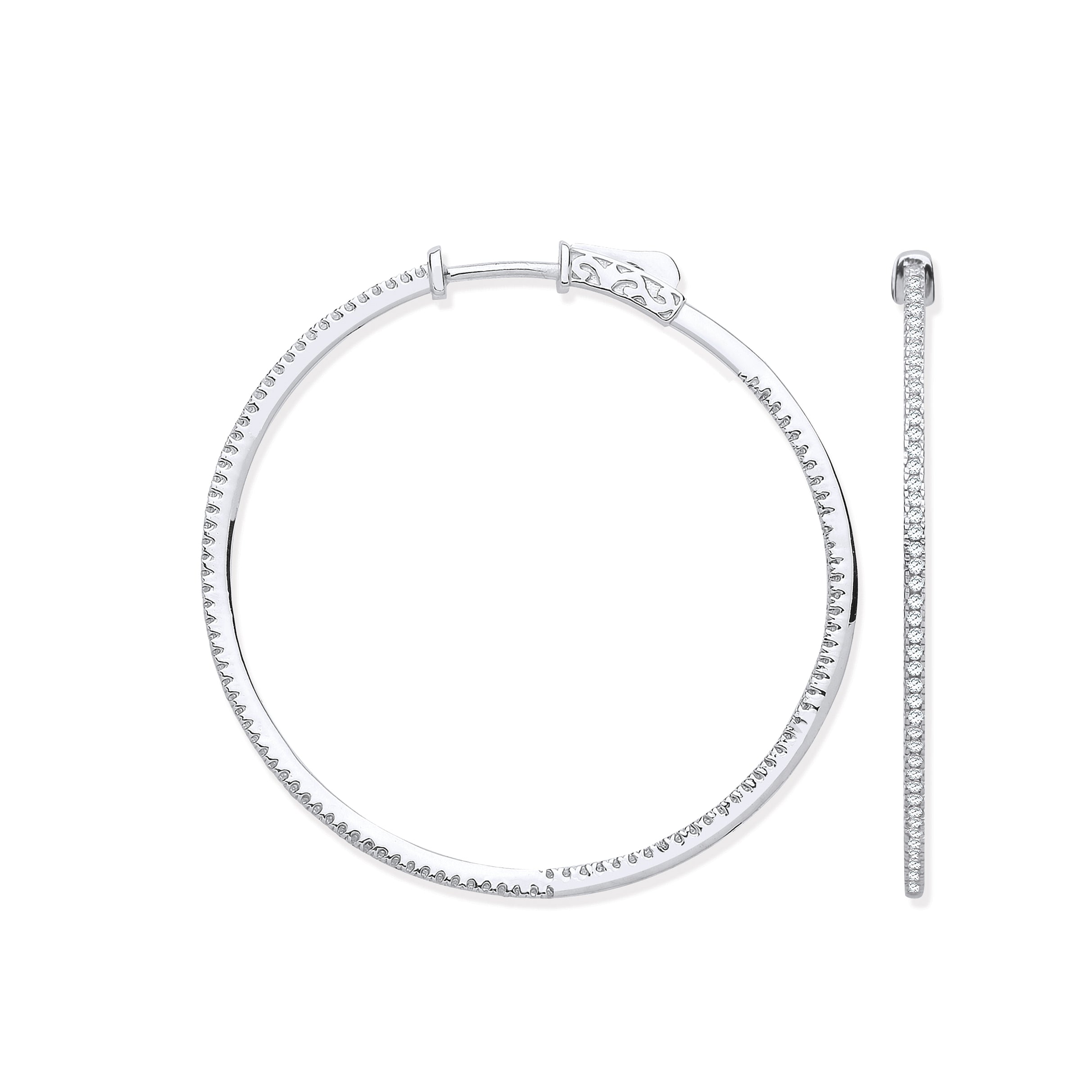 18ct WG Skinny Hoops Set with 0.72ctw Diamonds Inside and Outside