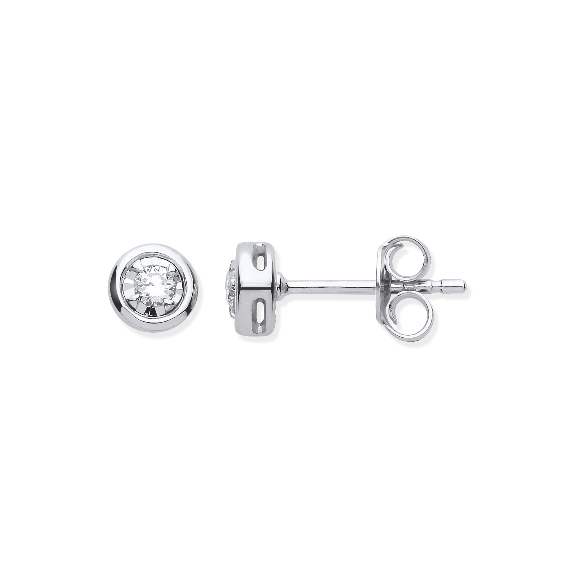 9ct WG Rub-Over Illusion Set 0.10ctw Diamond Studs