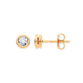 9ct YG Rub-Over Illusion Set 0.10ctw Diamond Studs