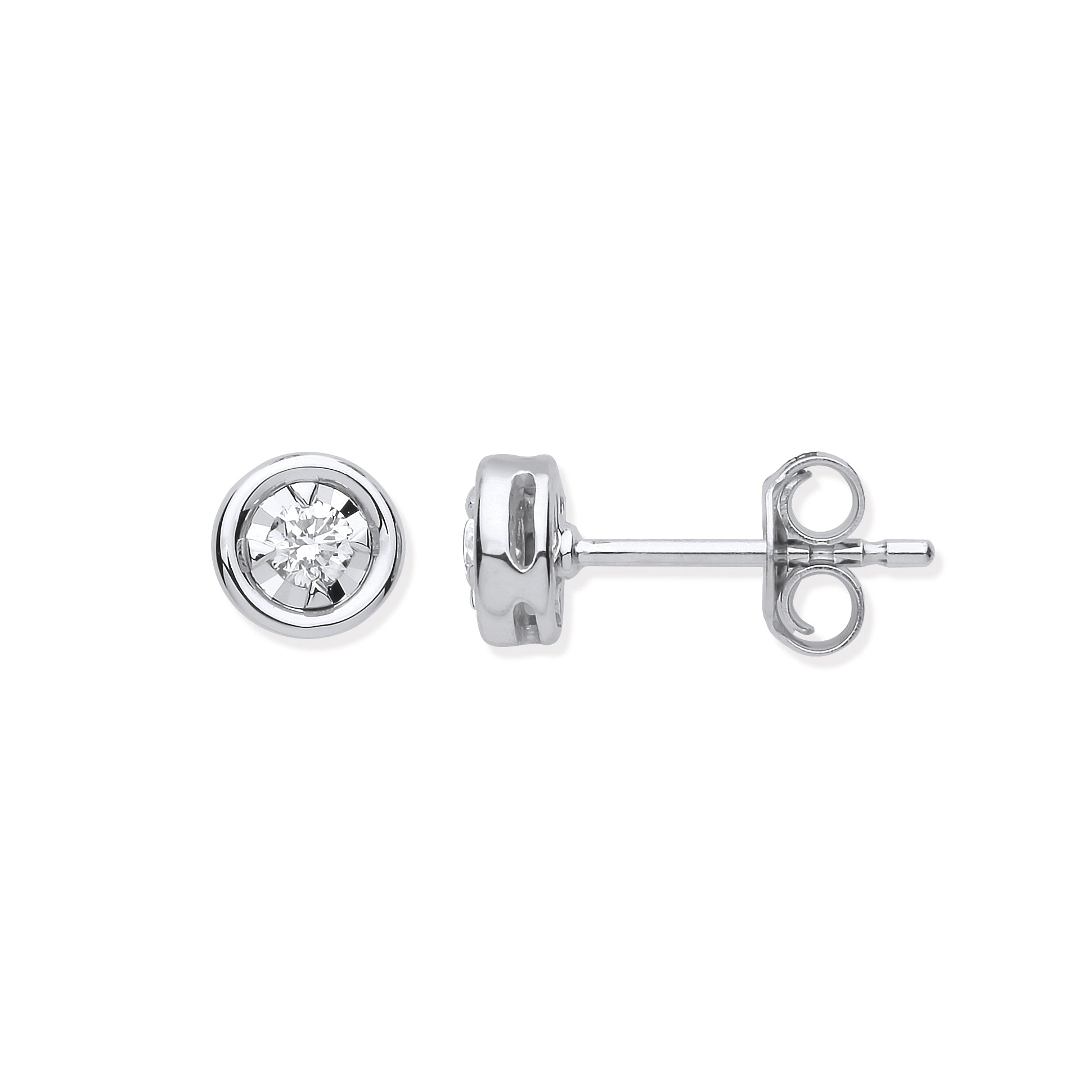 9ct WG Rub-Over Illusion Set 0.15ctw Diamond Studs
