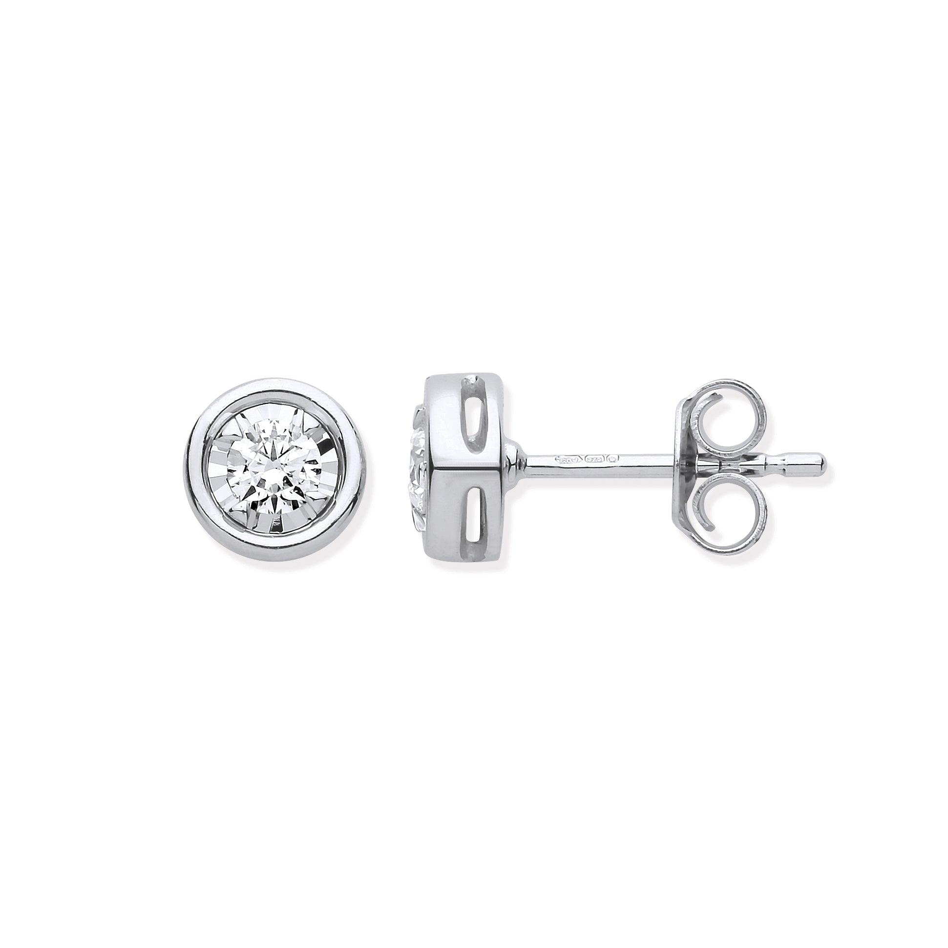 9ct WG Rub-Over Illusion Set 0.25ctw Diamond Studs