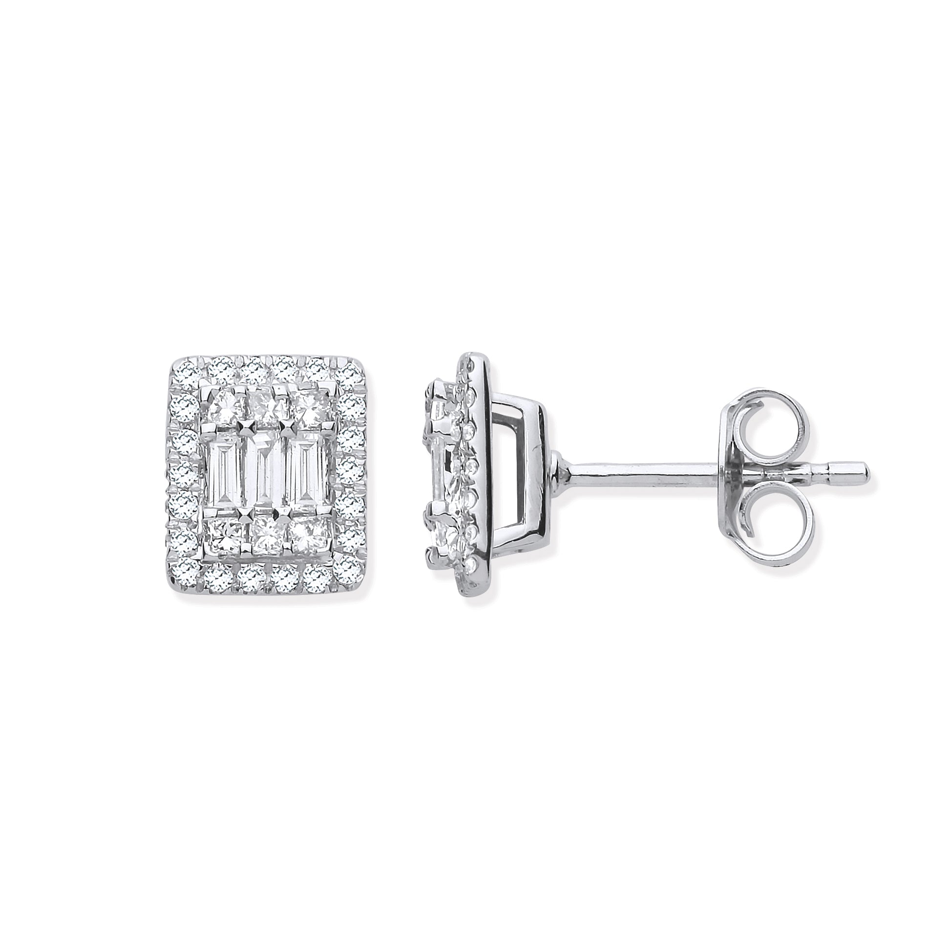 18ct WG Rectangular Studs Set with 0.50ctw Diamonds