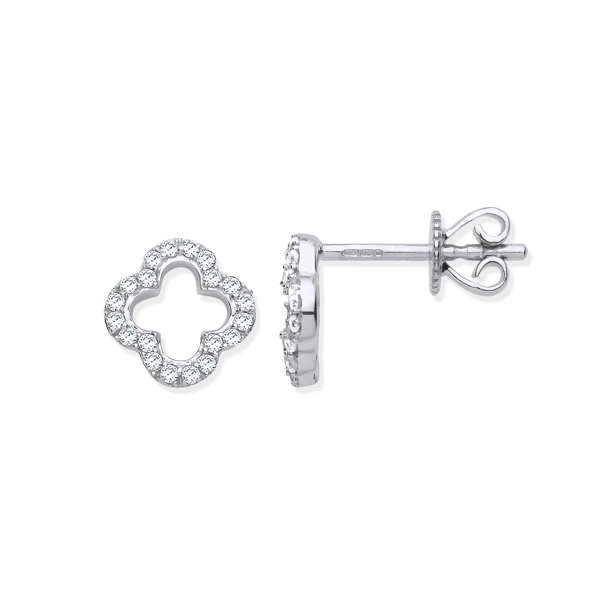 9ct WG 0.19ctw Four-Leaf Clover Diamond Studs