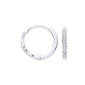 9ct White Gold Round 0.08ctw Diamond Hoops