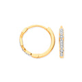 9ct Yellow Gold Round 0.08ctw Diamond Hoops