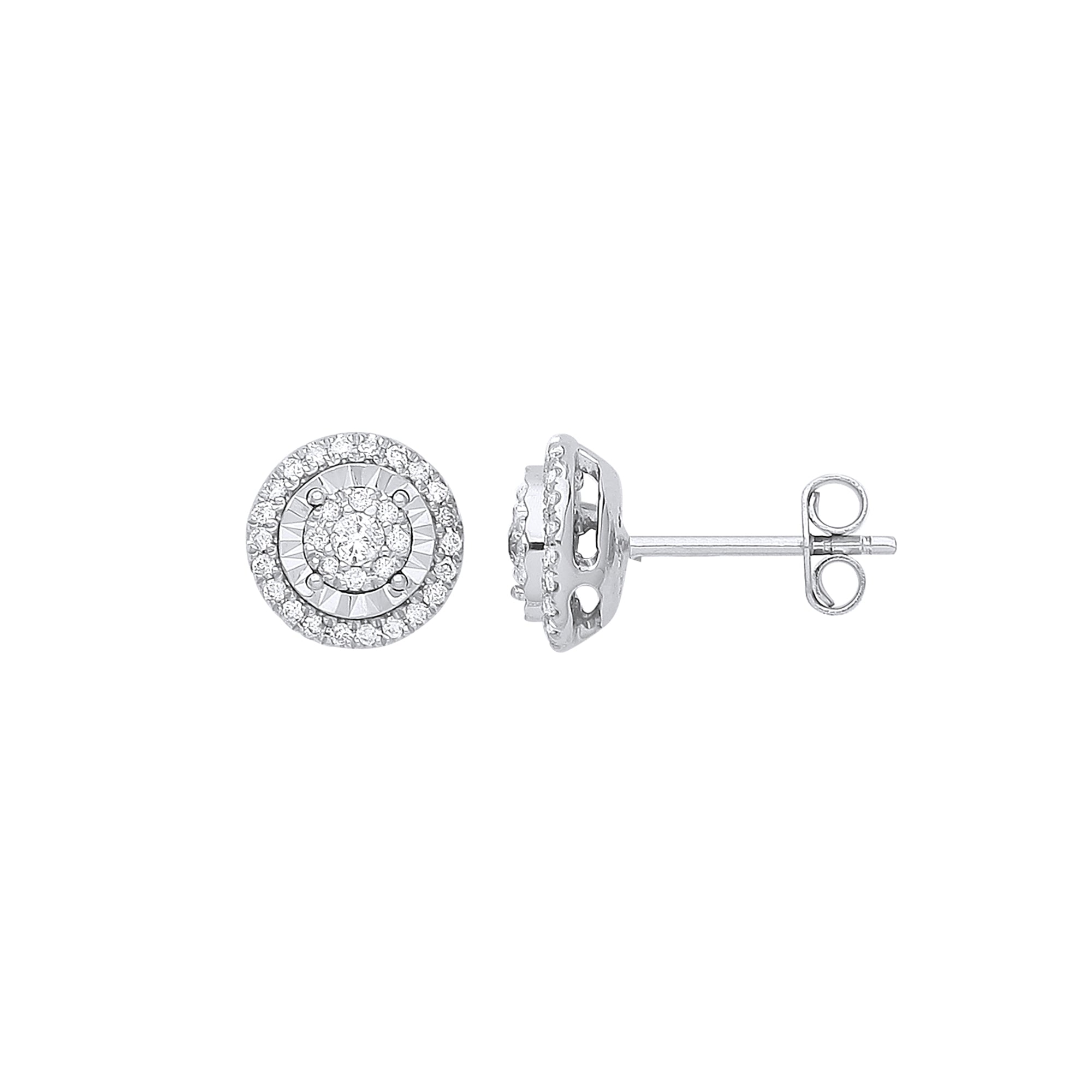 9ct White Gold Multi Circles Stud Diamond 0.36ctw Earrings