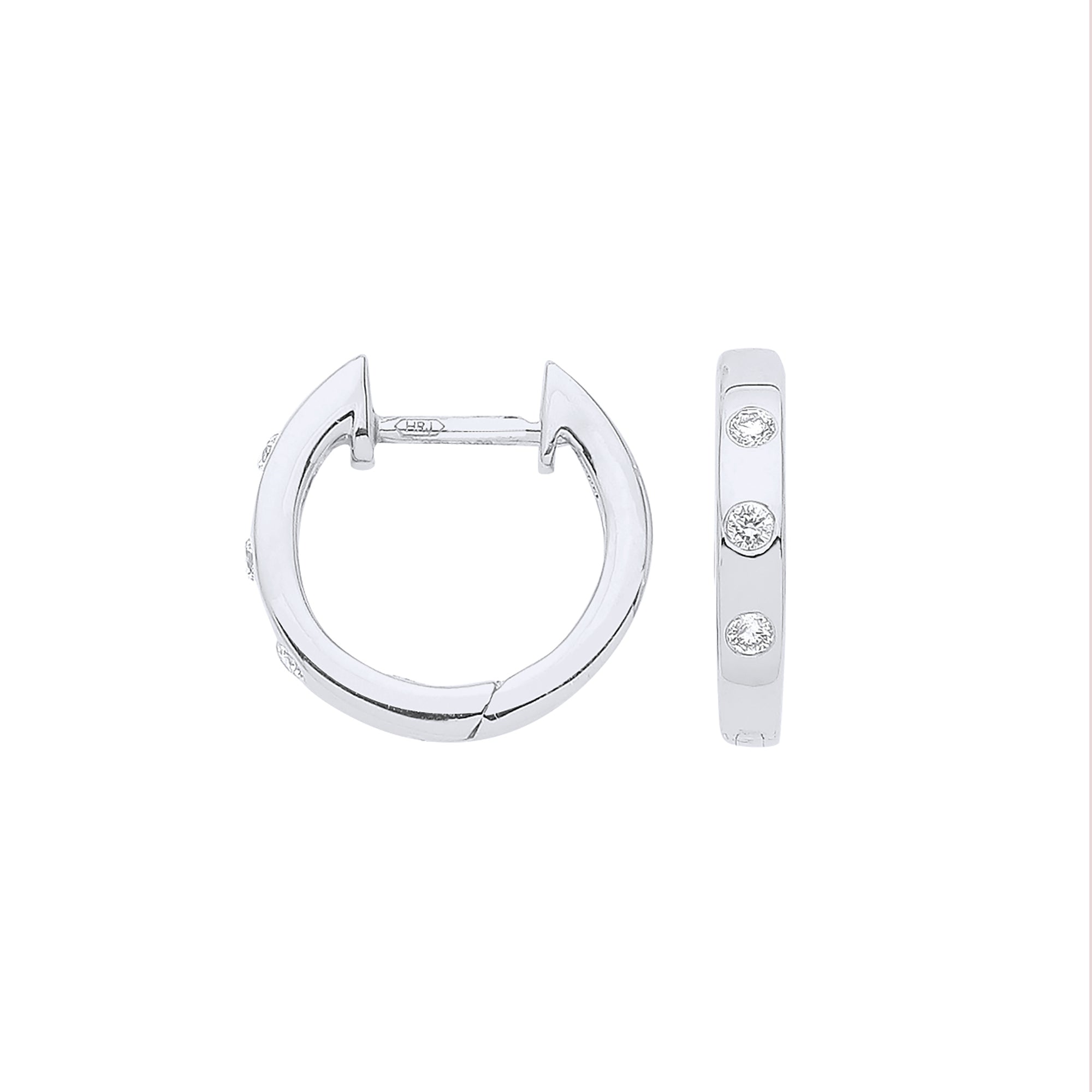 9ct White Gold 0.08ct Rubover Huggies