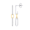 9ct White and Yellow Gold 0.18ctw Link Drop Diamond Earrings