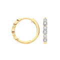 9ct Yellow Gold Round 0.10ctw Diamond Hoops