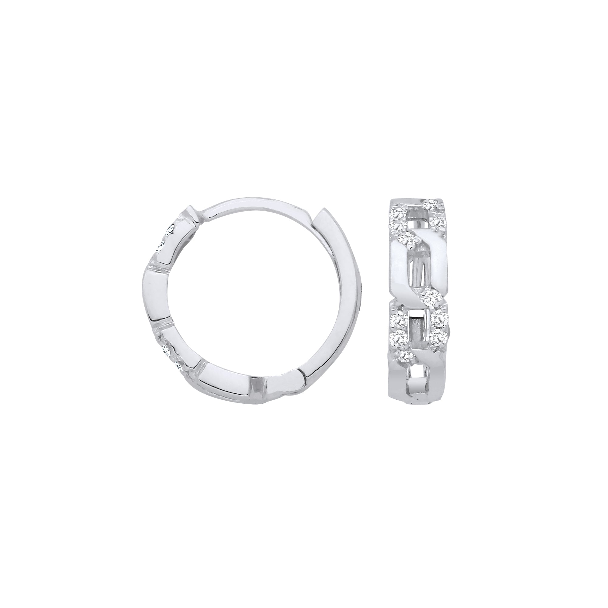 9ct White Gold 0.12ctw Diamond Huggie Earrings