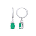 9ct White Gold Diamond 0.06ctw and Emerald 0.78ctw Earrings