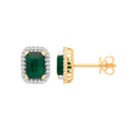 18ct Yellow Gold 0.16ctw Diamond and 2.08ctw Emerald Earrings