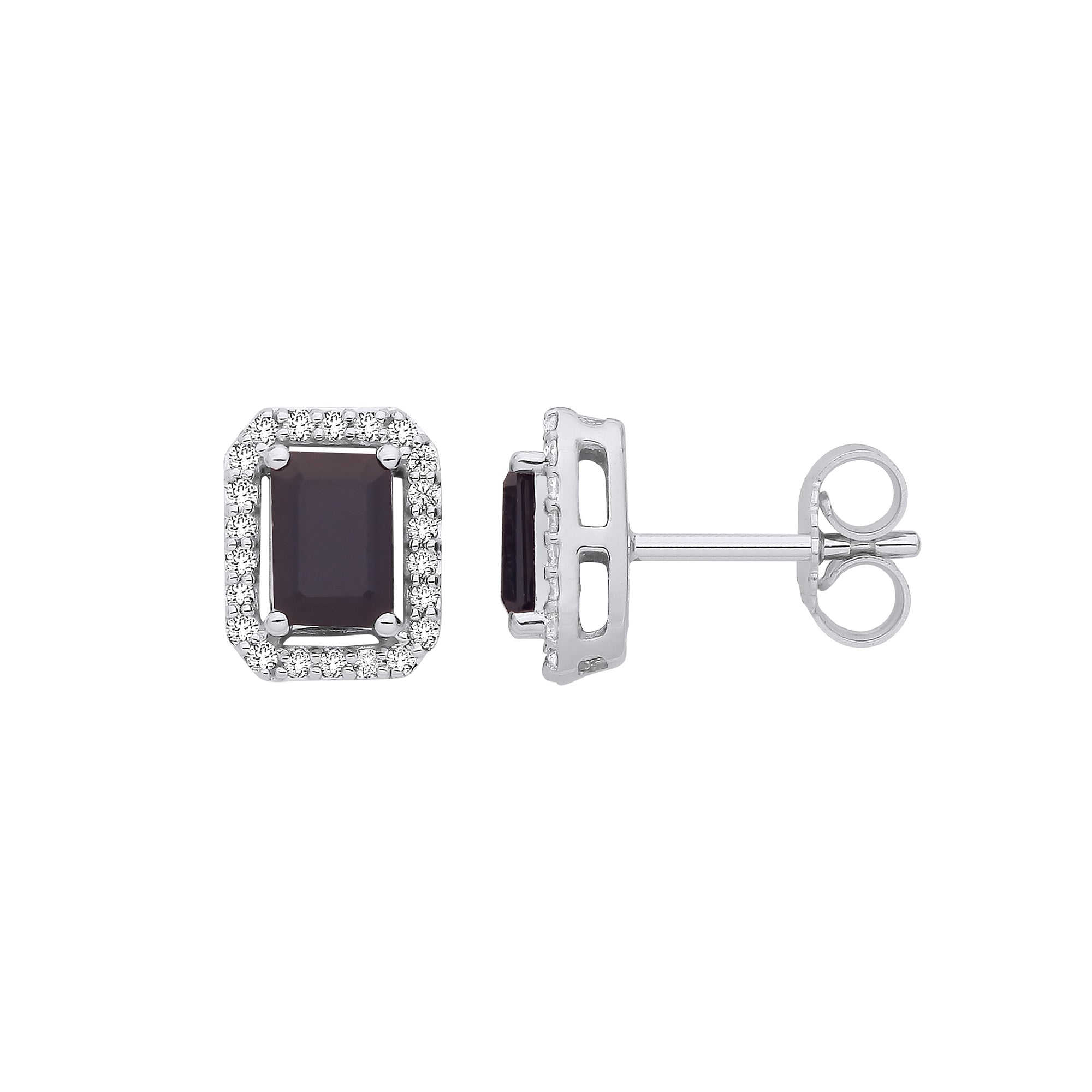 18ct White Gold 0.20ctw Diamonds and 1.30ctw Sapphire Earrings