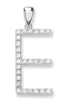 9ct White Gold 0.21ct Diamond E Initial