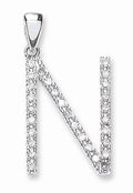 9ct White Gold 0.22ct Diamond N Initial