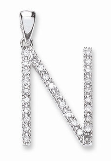 9ct White Gold 0.22ct Diamond N Initial