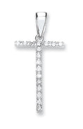 9ct White Gold 0.15ct Diamond T Initial