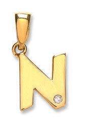 9ct Yellow Gold 0.01ct Diamond N Initial