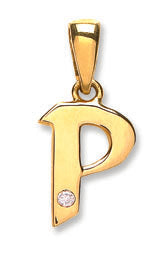 9ct Yellow Gold 0.01ct Diamond P Initial