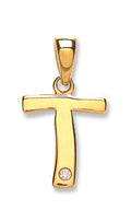 9ct Yellow Gold 0.01ct Diamond T Initial