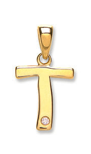 9ct Yellow Gold 0.01ct Diamond T Initial