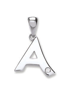 9ct White Gold 0.01ct Diamond A Initial
