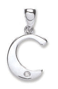 9ct White Gold 0.01ct Diamond C Initial