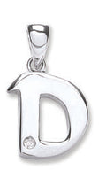 9ct White Gold 0.01ct Diamond D Initial