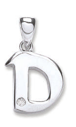 9ct White Gold 0.01ct Diamond D Initial