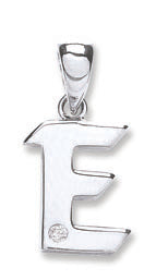 9ct White Gold 0.01ct Diamond E Initial