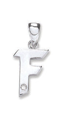 9ct White Gold 0.01ct Diamond F Initial
