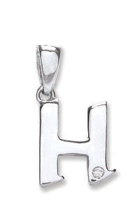 9ct White Gold 0.01ct Diamond H Initial