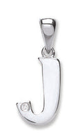 9ct White Gold 0.01ct Diamond J Initial
