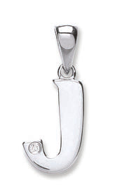 9ct White Gold 0.01ct Diamond J Initial