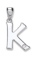 9ct White Gold 0.01ct Diamond K Initial