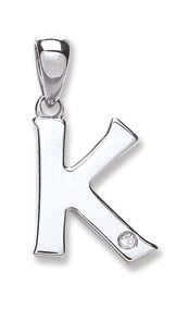 9ct White Gold 0.01ct Diamond K Initial