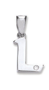 9ct White Gold 0.01ct Diamond L Initial