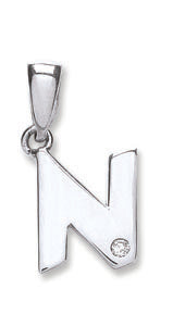 9ct White Gold 0.01ct Diamond N Initial