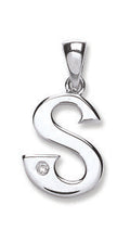 9ct White Gold 0.01ct Diamond S Initial
